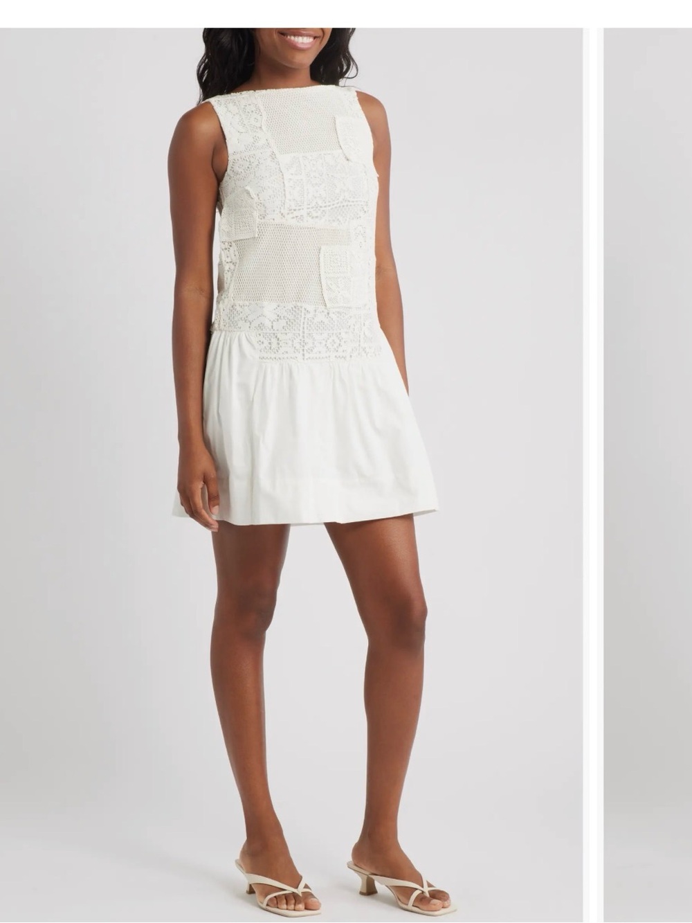 Topshop-Patchwork Lace Cotton Minidress